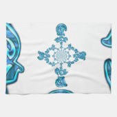 Actie Cyaan Blauwgroen Abstracte Graffiti Art Prin Theedoek (Horizontaal)