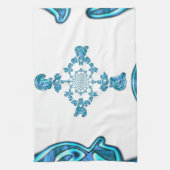 Actie Cyaan Blauwgroen Abstracte Graffiti Art Prin Theedoek (Verticaal)