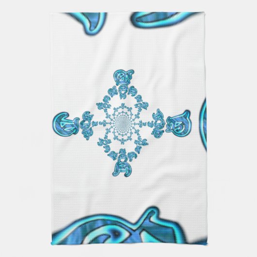 Actie Cyaan Blauwgroen Abstracte Graffiti Art Prin Theedoek (Verticaal)