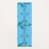 Actie Cyaan Blauwgroen Abstracte Graffiti Art Prin Yogamat (Voorkant)