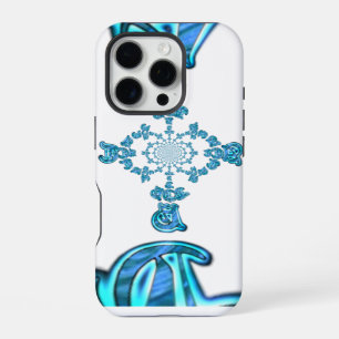 Actie Cyaan Teal Abstract Graffiti Kunstprint iPhone 16 Pro Hoesje