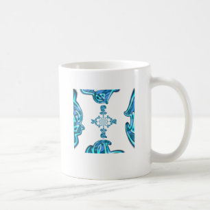 Actie Cyaan Teal Abstract Graffiti Kunstprint Koffiemok