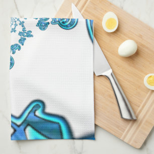 Actie Cyaan Teal Abstract Graffiti Kunstprint Theedoek