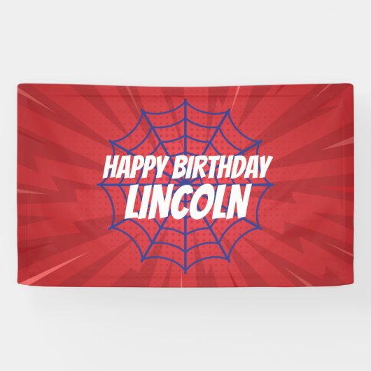 Actie Hero Spiderweb Thema Verjaardagsbanner Spandoek (Horizontaal)