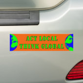 Actie lokaal, denk aan wereldwijde Bumpersticker (Op auto)
