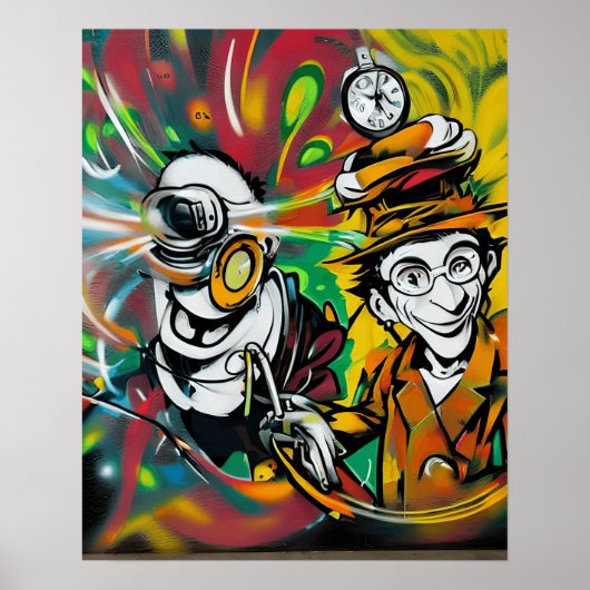 Actie ondernemen met Cute en Cool Graffiti Street  Poster (Voorkant)