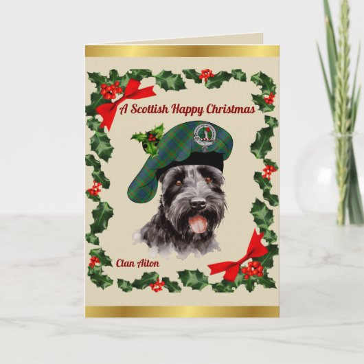 Actie Scottie hond gepersonaliseerde Xmas Kaart (Voorkant)