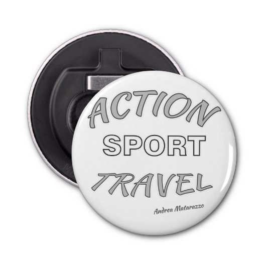 Actie Sport Reizen Button Flesopener (Voorkant)