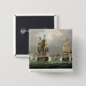 Actie van Sir Robert Calder, 22 juli 1805, engrav Vierkante Button 5,1 Cm (Voorkant /achterkant)