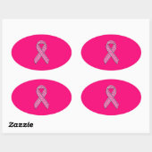 Actief chroom glitter Style Roze lintbewustzijn Ovale Sticker (Vel)
