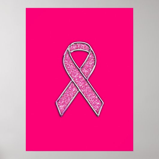 Actief chroom glitter Style Roze lintbewustzijn Poster (Voorkant)