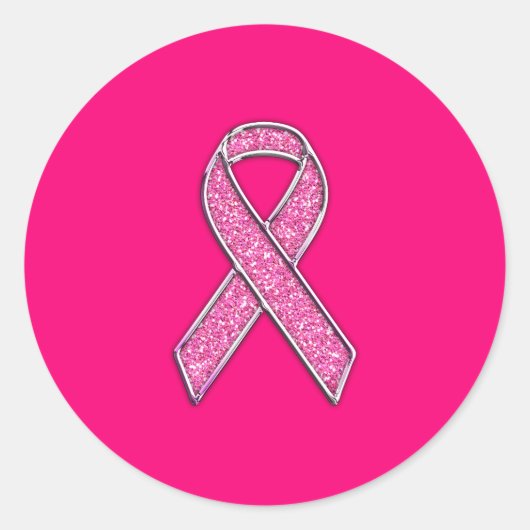 Actief chroom glitter Style Roze lintbewustzijn Ronde Sticker (Voorkant)