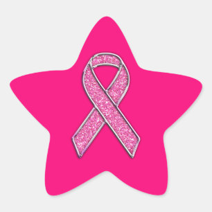 Actief chroom glitter Style Roze lintbewustzijn Ster Sticker