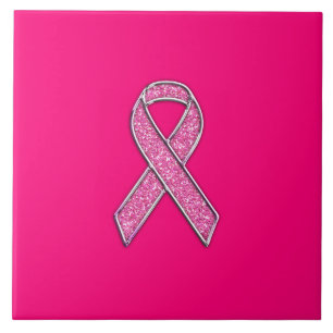 Actief chroom glitter Style Roze lintbewustzijn Tegeltje