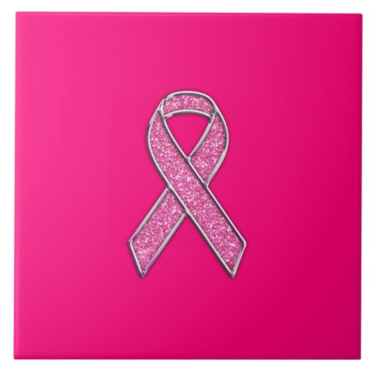 Actief chroom glitter Style Roze lintbewustzijn Tegeltje (Voorkant)