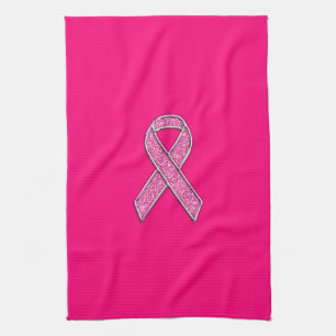 Actief chroom glitter Style Roze lintbewustzijn Theedoek