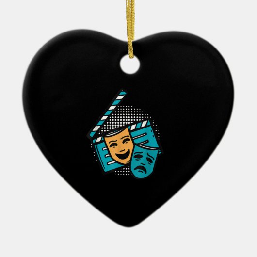 Actief Clapperboard Theater Mask Theater Actor Keramisch Ornament (Voorkant)