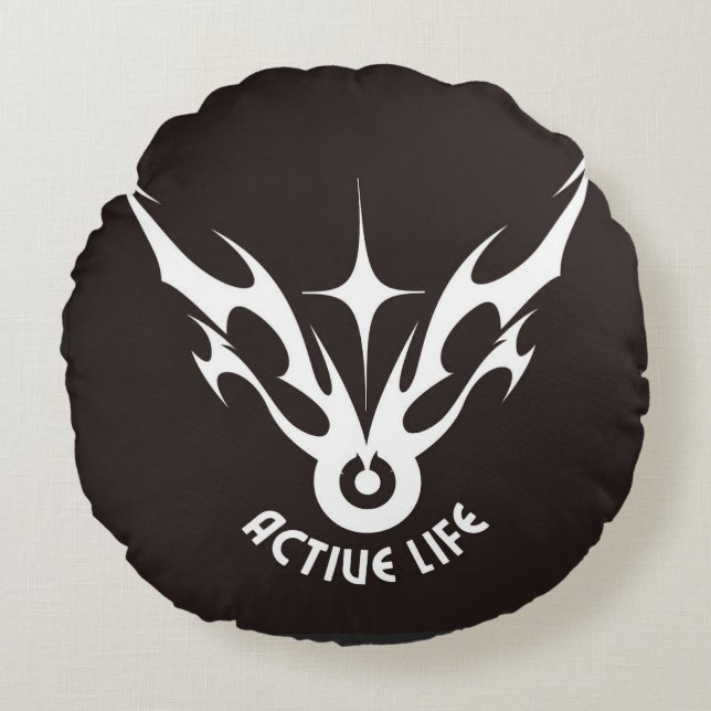 Actief Leven – Stamvleugels Ster-embleem Rond Kussen (Voorkant)