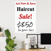 Actief nu en sparen Haircut Poster Beauty Salon (Thuiskantoor)