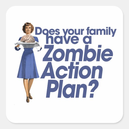 Actieplan Zombie Vierkante Sticker (Voorkant)