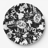 Acties in het stripboek papieren bordje (Voorkant)