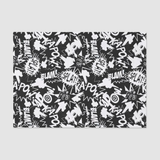 Acties in het stripboek tissuepapier (Voorkant)