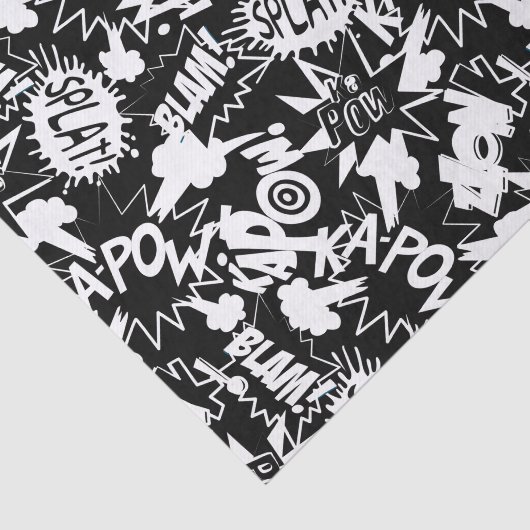 Acties in het stripboek tissuepapier (Detail)