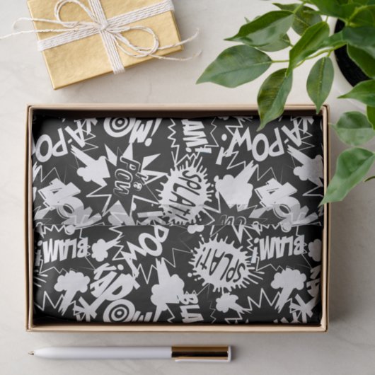 Acties in het stripboek tissuepapier (Geschenk)