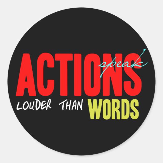 Acties luider spreken ronde sticker (Voorkant)