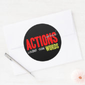 Acties luider spreken ronde sticker (Envelop)