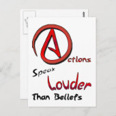 Acties spreken luider dan geloven, atheïstisch sym briefkaart (Voorkant / Achterkant)