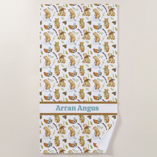 Actieve Beren Boy Kleuren Strandlaken (Voorkant)