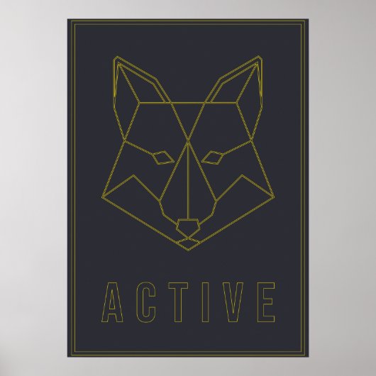 Actieve bevestiging poster gele origamivos (Voorkant)