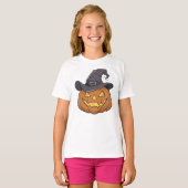 Actieve Halloween pompoen, meisjes T-shirt (Voorkant volledig)