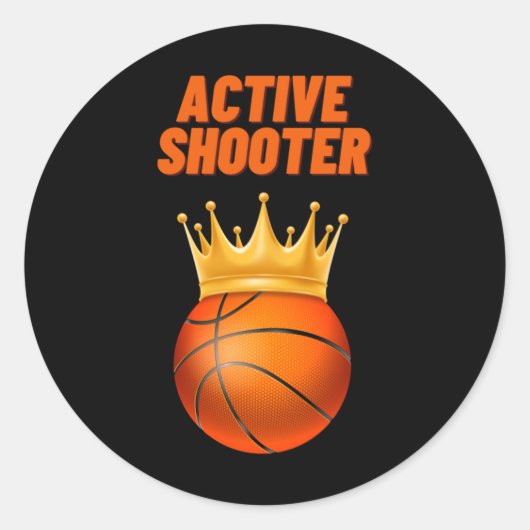 Actieve schutter basketbal 7 ronde sticker (Voorkant)