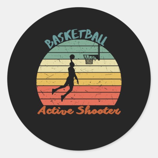 Actieve schutter basketbal 8 ronde sticker (Voorkant)