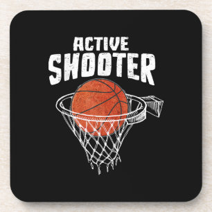 Actieve Schutter Basketbal Liefhebbers Mannen Vrou Bier Onderzetter