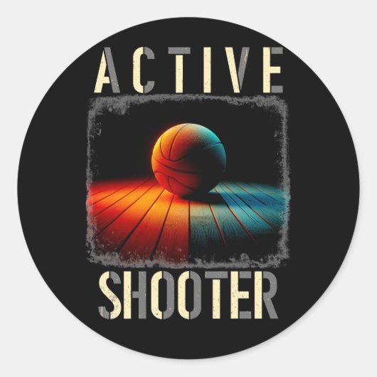 Actieve Schutter Basketbal Speler Liefhebbers Ball Ronde Sticker (Voorkant)