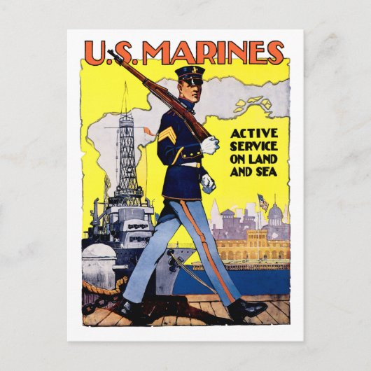 Actieve service op land en Zee Briefkaart (Voorkant)