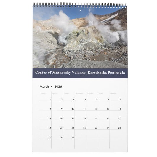 Actieve vulkanen op het schiereiland Kamchatka Kalender (Mar 2026)