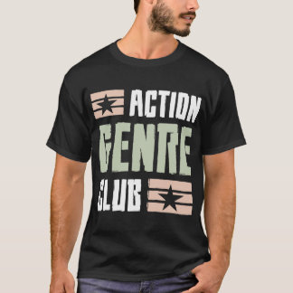 Action Club Retro Zwarte Grafische Afbeelding T-shirt
