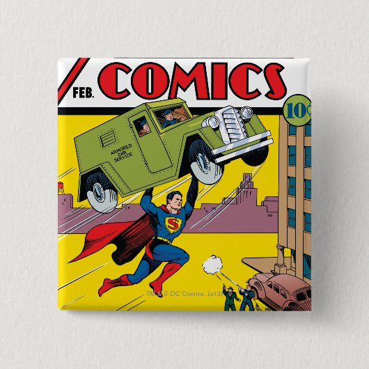 Action Comics #33 Vierkante Button 5,1 Cm (Voorkant)