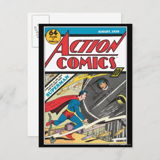 Action Comics - augustus 1939 Briefkaart (Voorkant / Achterkant)