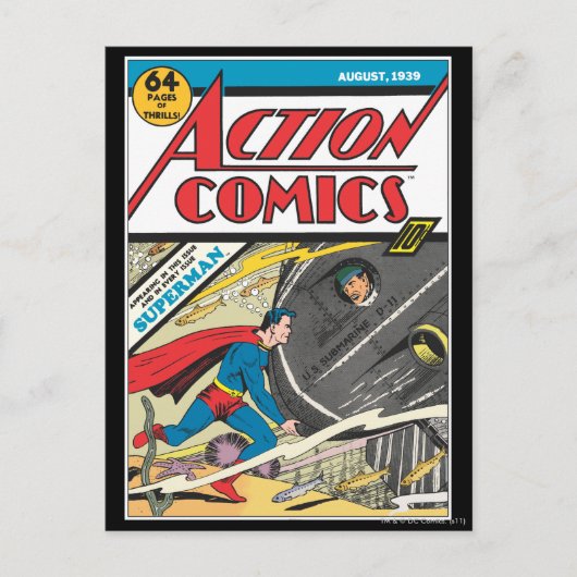 Action Comics - augustus 1939 Briefkaart (Voorkant)