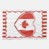 Action de grâce Canada – Hart en strepen in rood Theedoek (Horizontaal)
