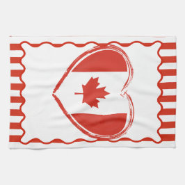 Action de grâce Canada – Hart en strepen in rood Theedoek