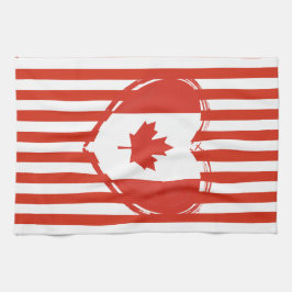 Action de grâce Canada – Hart en strepen in rood Theedoek