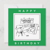 Action Gnome in de Garden Center Cartoon Kaart (Voorkant)