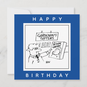 Action Gnome in de Garden Center Cartoon Kaart