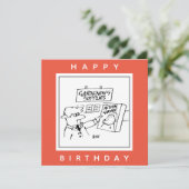 Action Gnome in de Garden Center Cartoon Kaart (Staand voorkant)